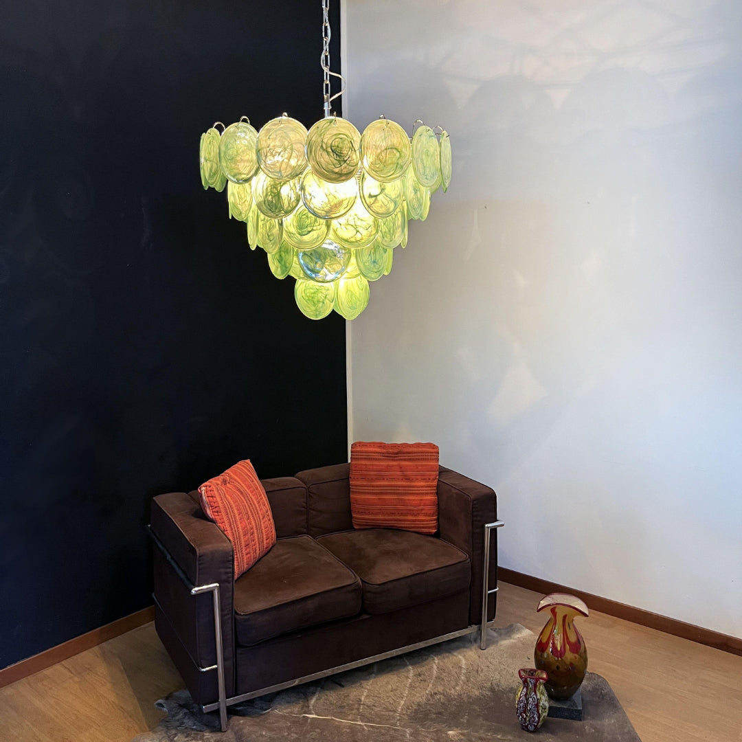 Murano Glass Green Disks Chandelier