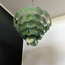 Murano Glass Green Disks Chandelier