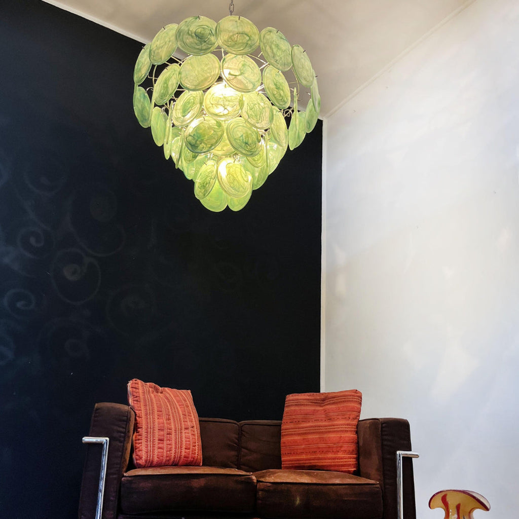 Murano Glass Green Disks Chandelier