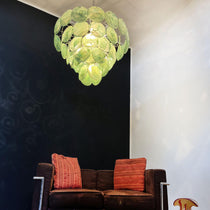 Murano Glass Green Disks Chandelier
