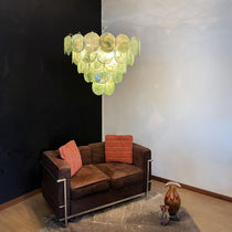 Murano Glass Green Disks Chandelier