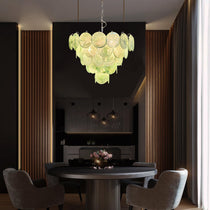 Murano Glass Green Disks Chandelier