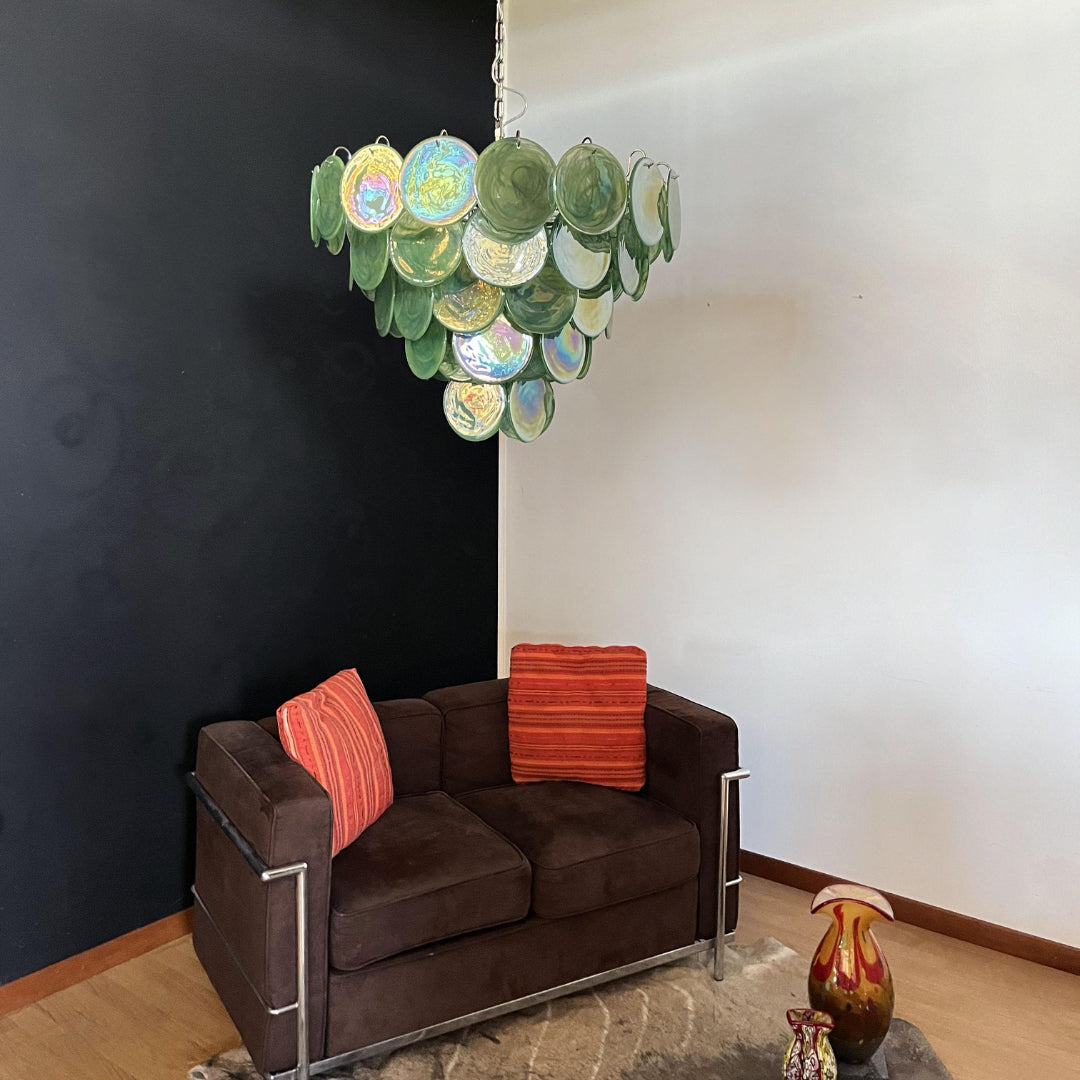 Murano Glass Green Disks Chandelier