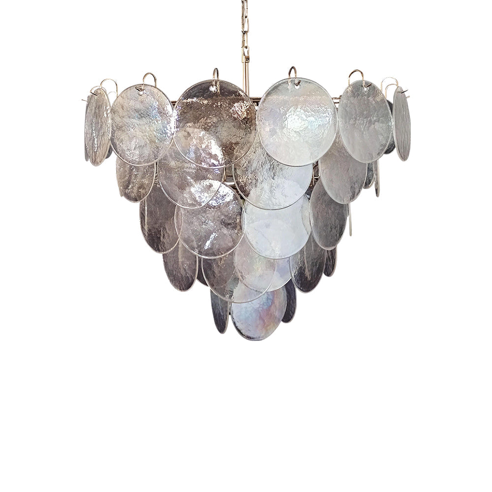 Murano Glass Iridescent Disks Chandelier