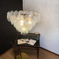 Murano Glass Iridescent Disks Chandelier