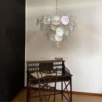 Murano Glass Iridescent Disks Chandelier