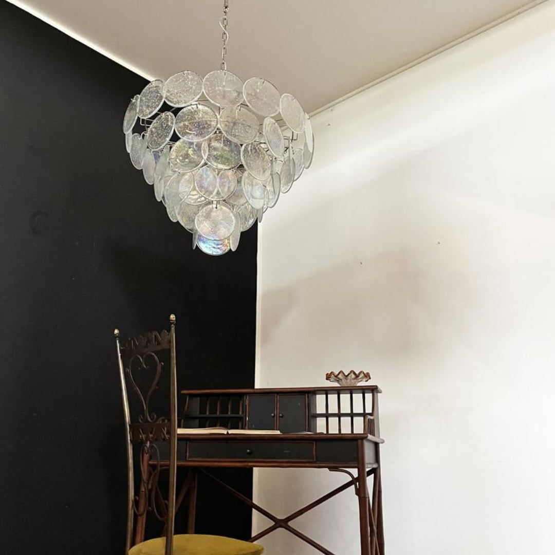 Murano Glass Iridescent Disks Chandelier