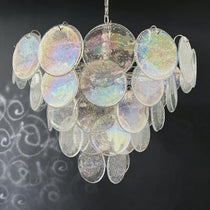Murano Glass Iridescent Disks Chandelier