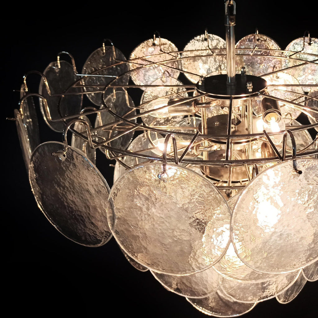 Murano Glass Iridescent Disks Chandelier