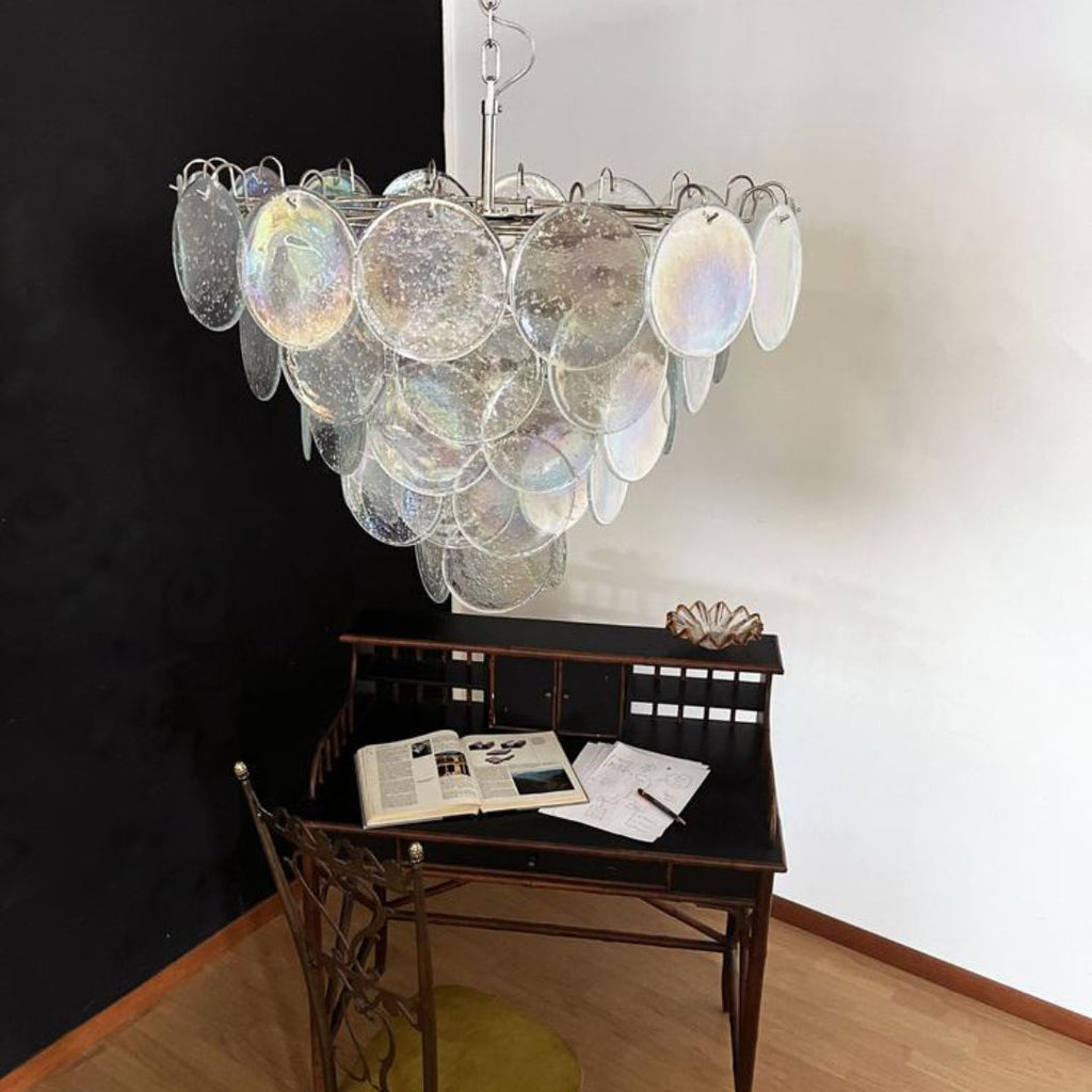Murano Glass Iridescent Disks Chandelier