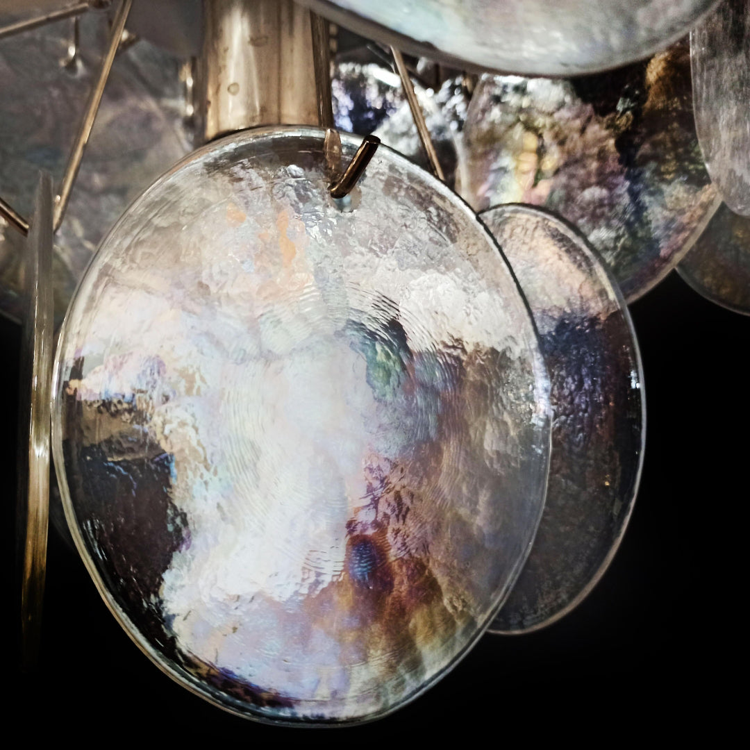 Murano Glass Iridescent Disks Chandelier