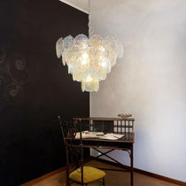 Murano Glass Iridescent Disks Chandelier
