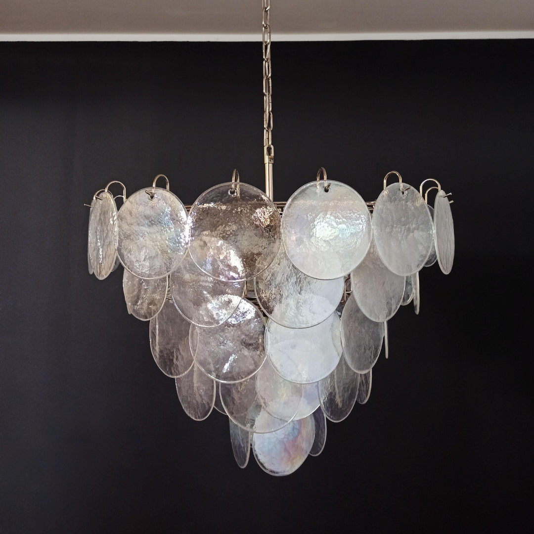 Murano Glass Iridescent Disks Chandelier