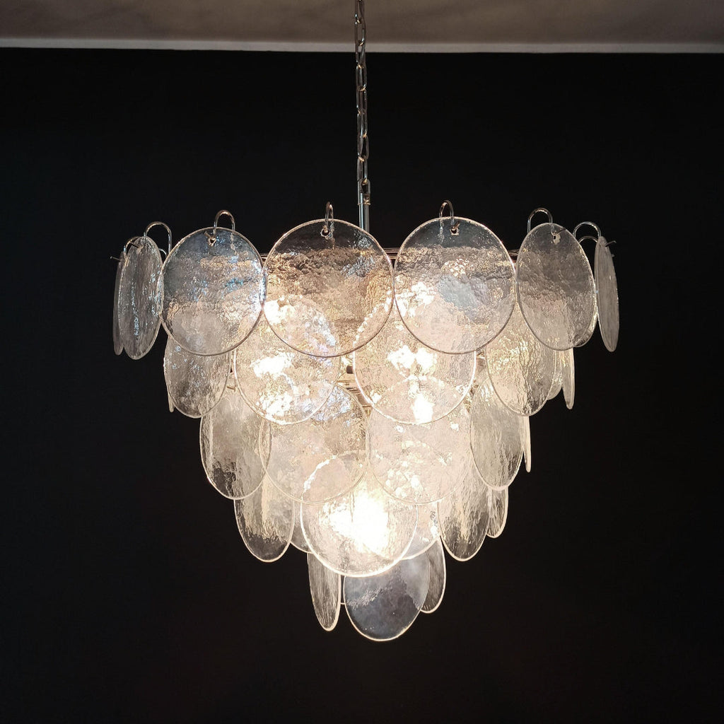 Murano Glass Iridescent Disks Chandelier