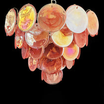 Murano Glass Pink Disks Chandelier 27.6"D
