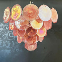 Murano Glass Pink Disks Chandelier 27.6"D