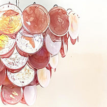 Murano Glass Pink Disks Chandelier 27.6"D