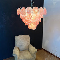 Murano Glass Pink Disks Chandelier 27.6"D