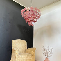 Murano Glass Pink Disks Chandelier 27.6"D