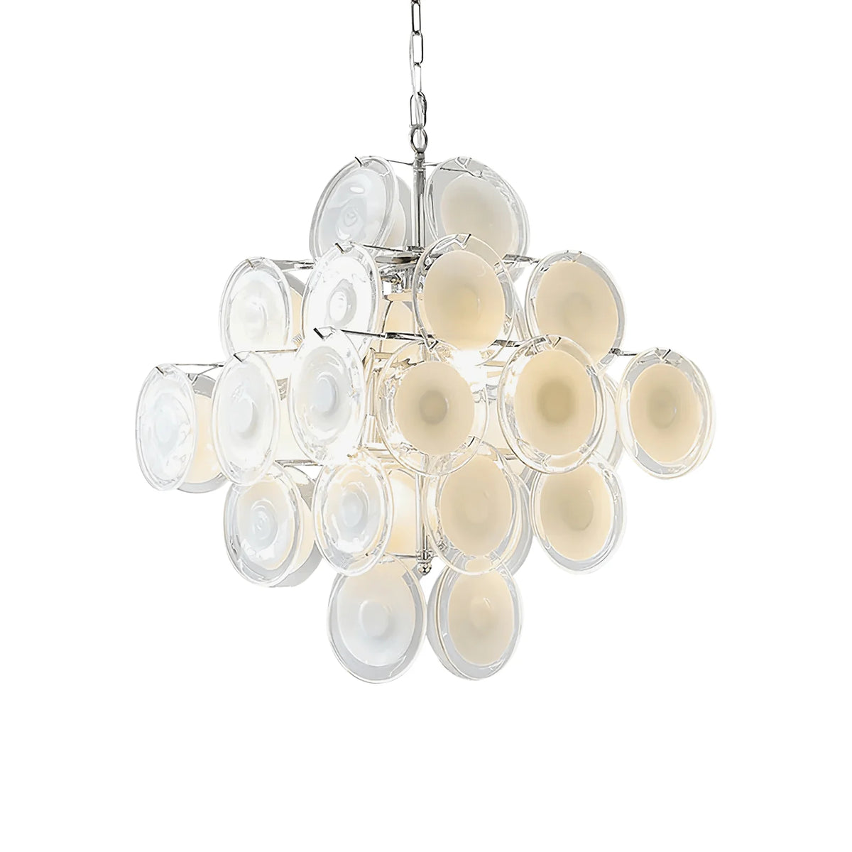 Murano Disc White Clear Glass Chandelier Main image