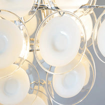 Murano Disc White Clear Glass Chandelier