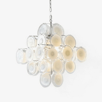 Murano Disc White Clear Glass Chandelier