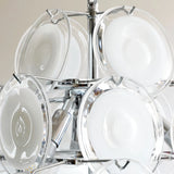 Murano Disc White Clear Glass Chandelier
