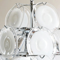 Murano Disc White Clear Glass Chandelier