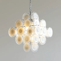 Murano Disc White Clear Glass Chandelier