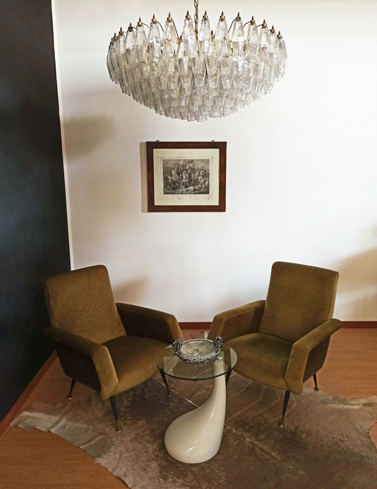 Murano Faceted Transparent Glass Chandelier