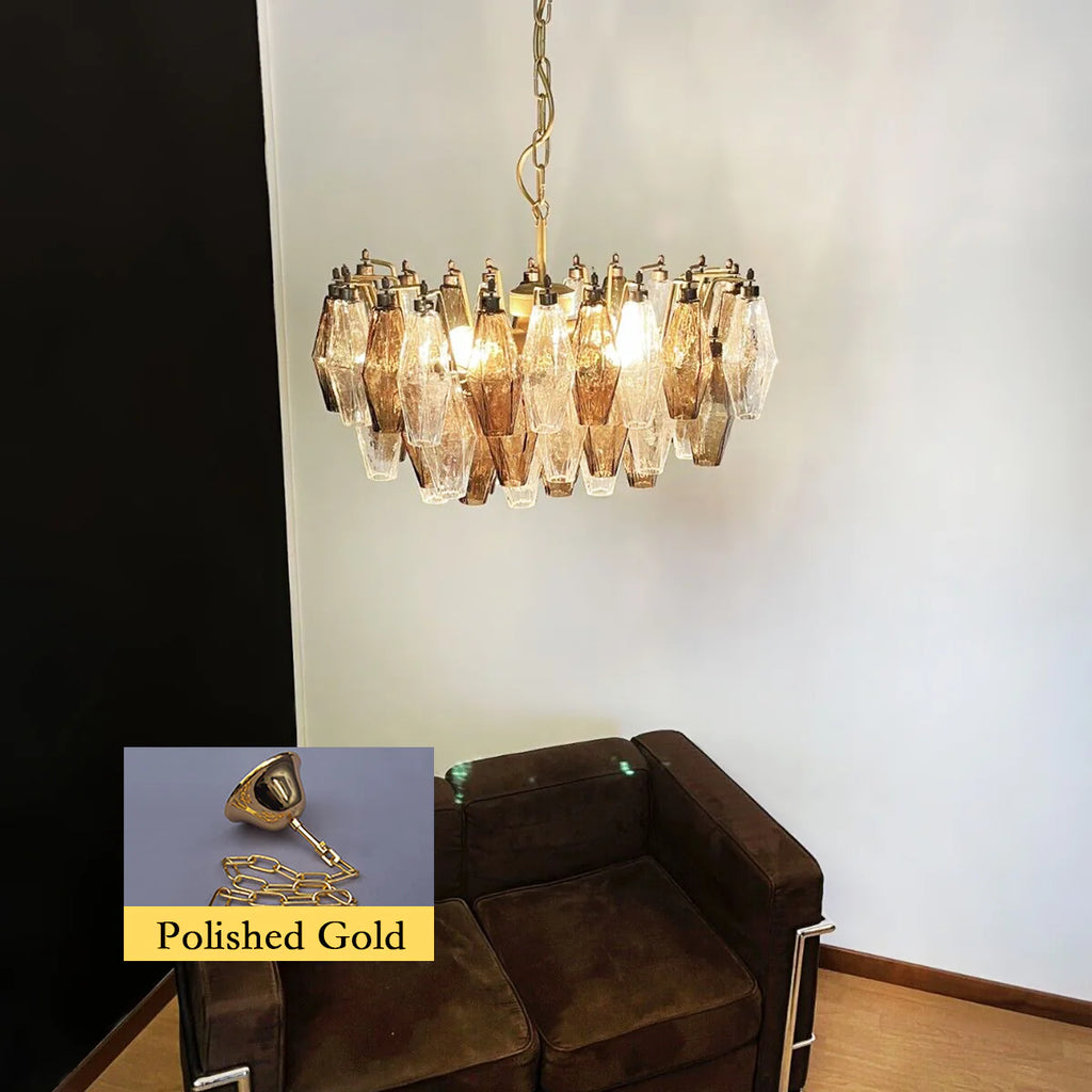 Poliedri Murano Transparent Smoked Chandelier