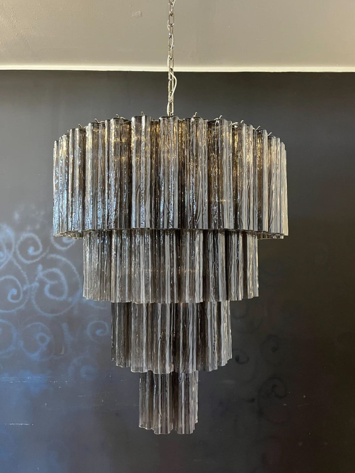 Murano Glass Chandelier – 78 tubes – Smoked