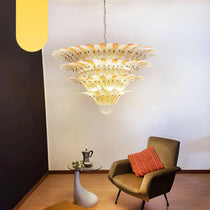 Murano Palmette Amber Trasparent Chandelier