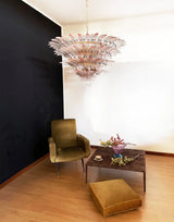 Murano Palmette Pink Trasparent Chandelier