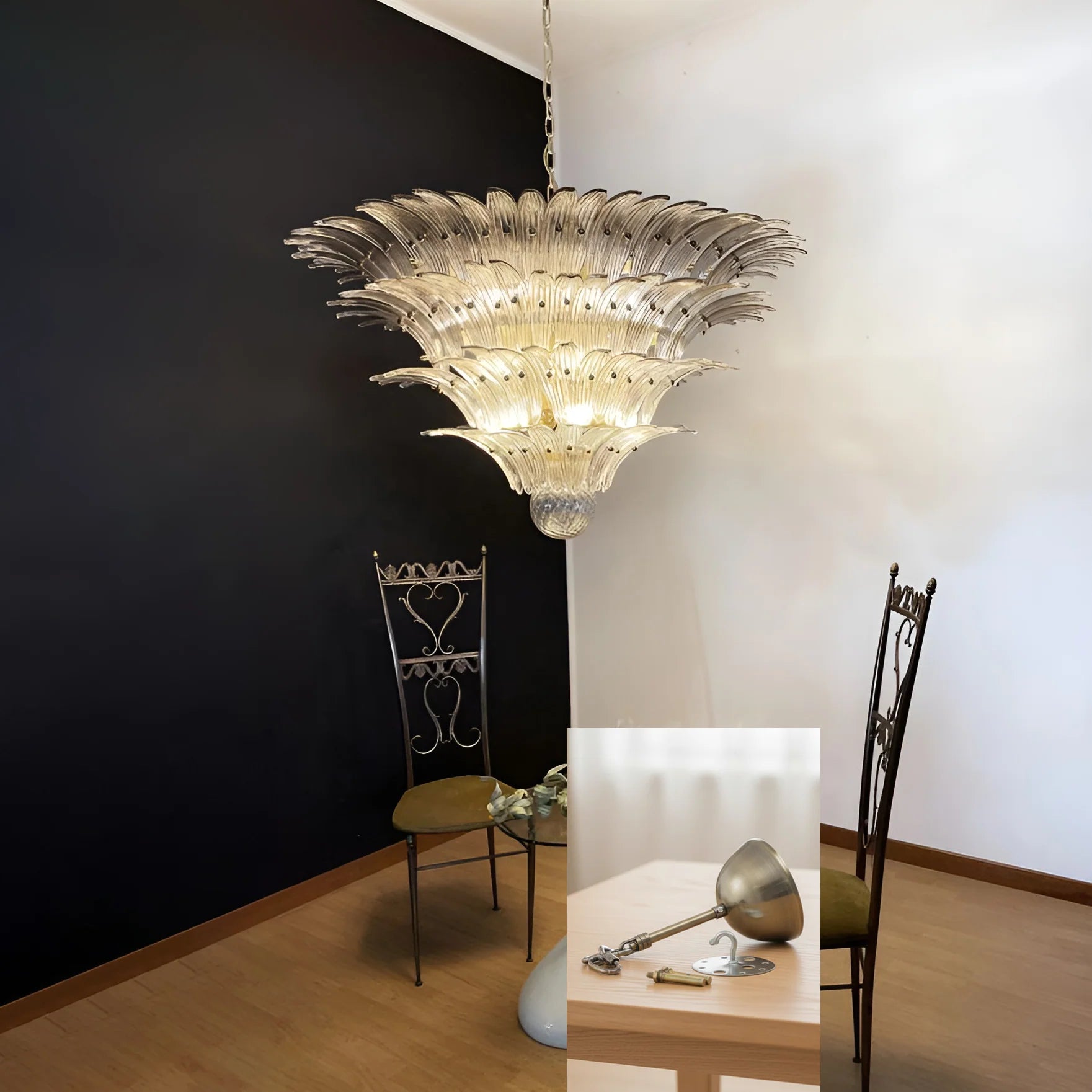 Palmette Murano Smoked Glass Chandelier