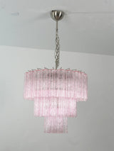 Murano Pink Glass Tube Chandelier