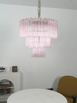 Murano Pink Glass Tube Chandelier