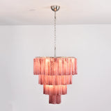 Murano Red Glass Tubes Chandelier