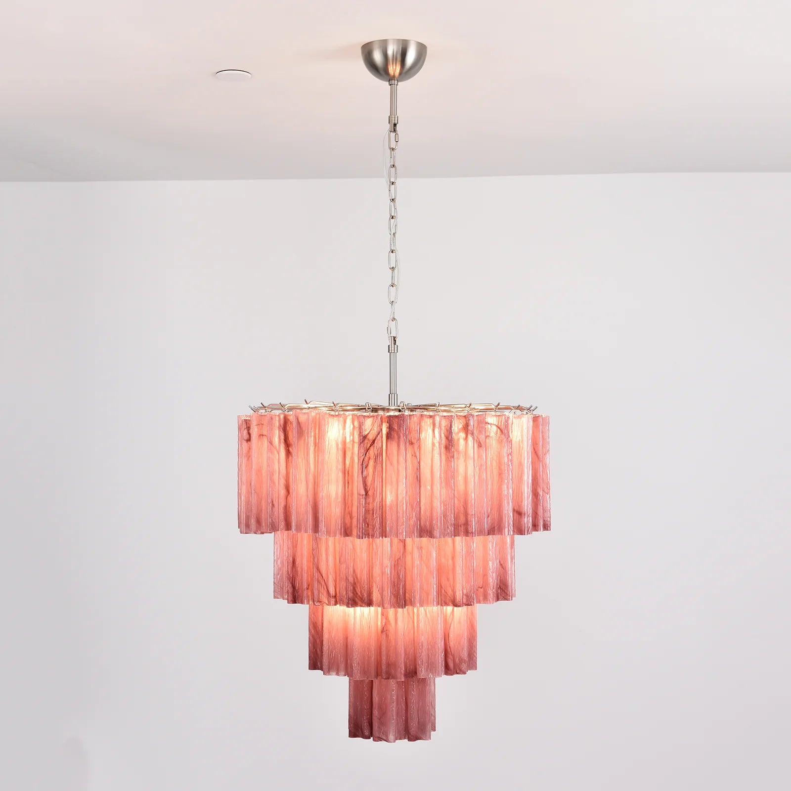 Murano Red Glass Tubes Chandelier