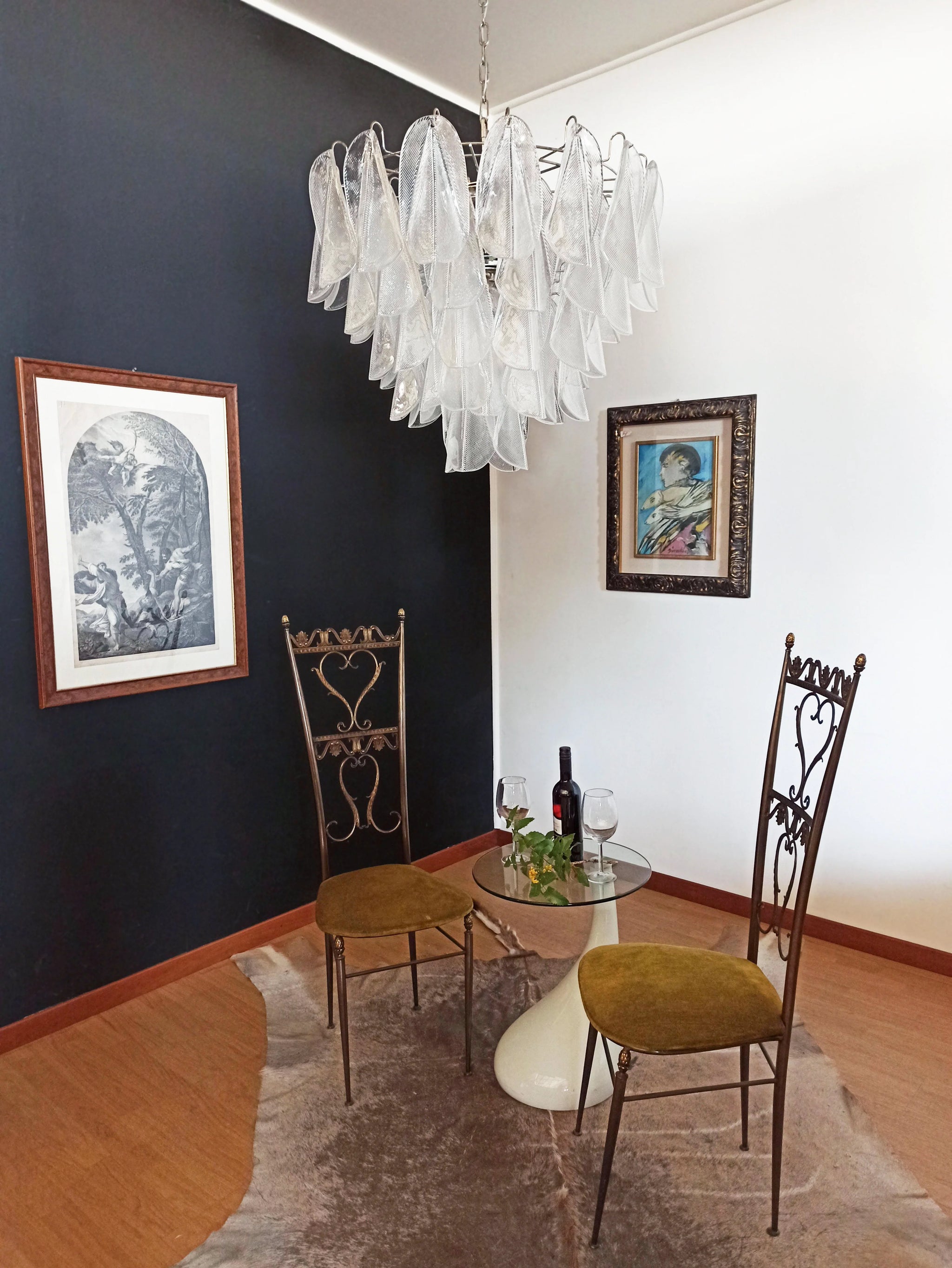 Murano Glass Leaves Transparent Chandelier