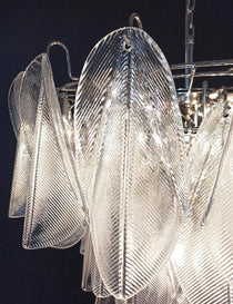 Murano Glass Leaves Transparent Chandelier