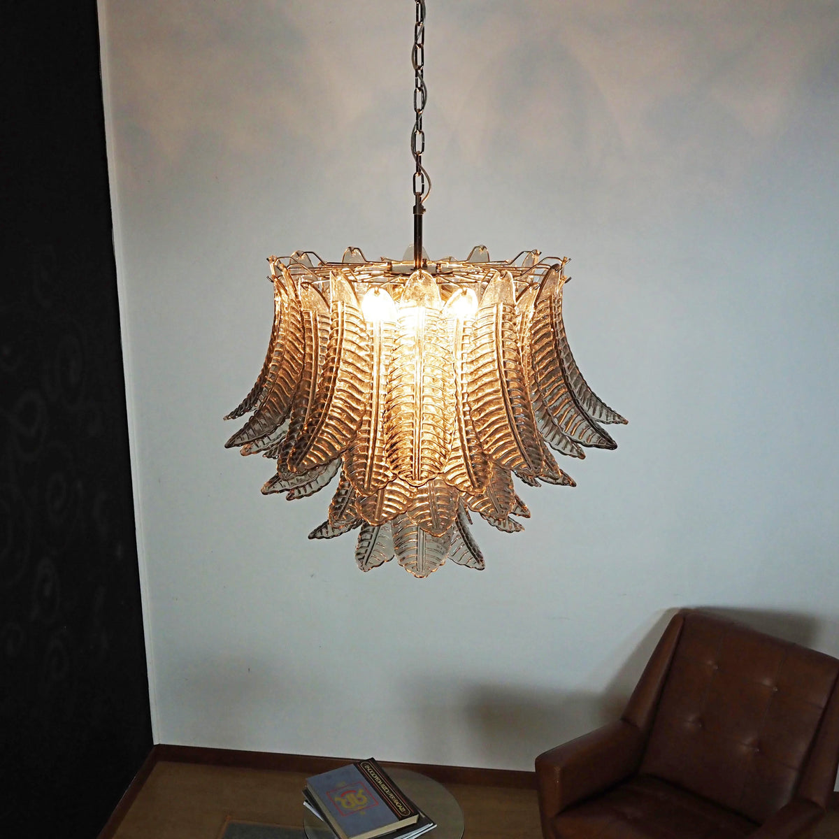 Murano Smoked Ferns Glass Chandelier