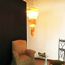 Murano Spiral Amber Prism Glass Chandelier