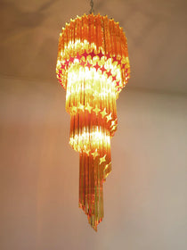 Murano Spiral Amber Prism Glass Chandelier