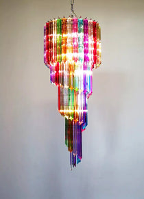 Murano Spiral Multicolor Prism Glass Chandelier