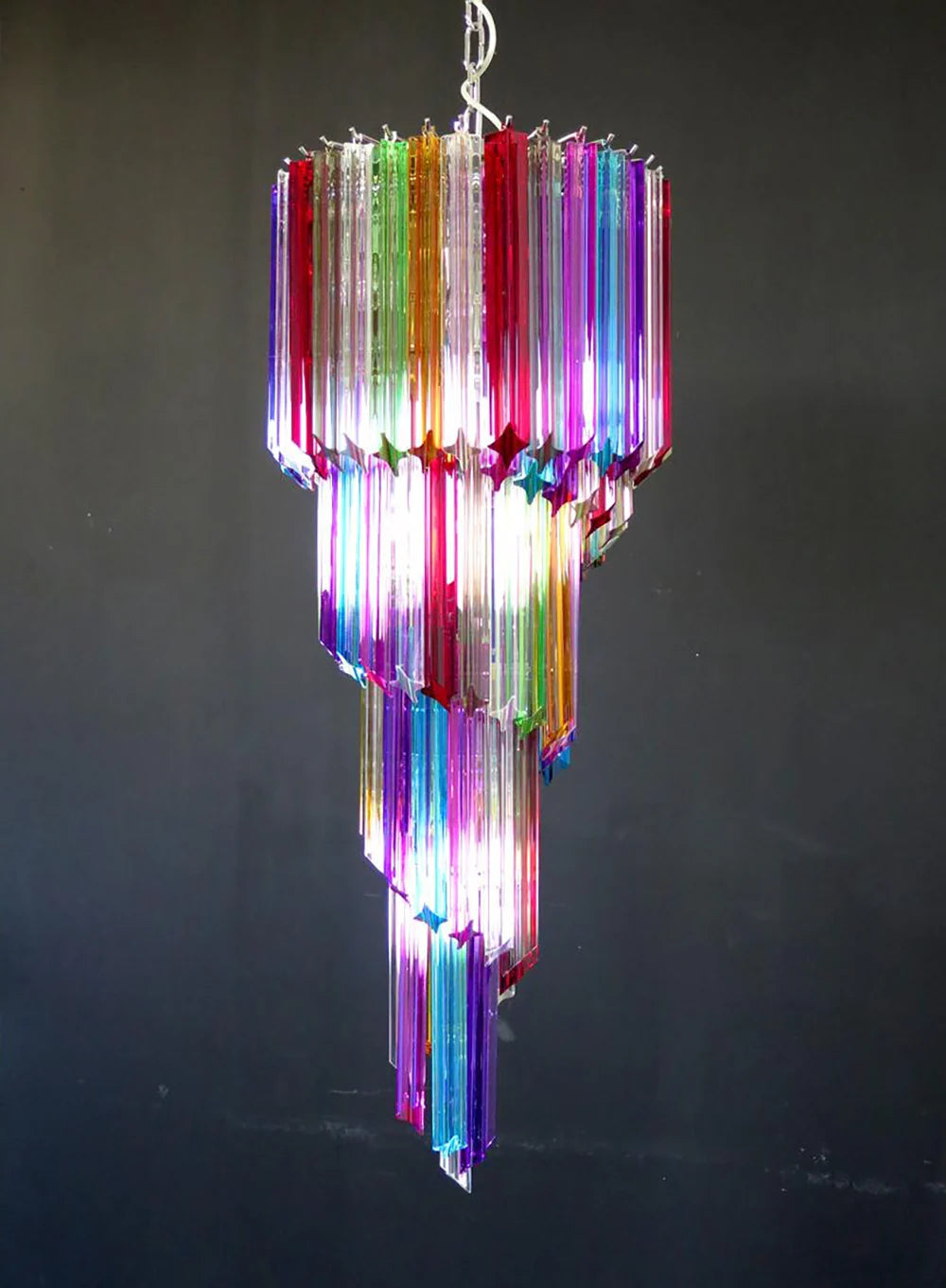 Murano Spiral Multicolor Prism Glass Chandelier