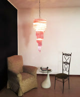 Murano Spiral Pink Prism Glass Chandelier