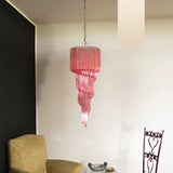 Murano Spiral Pink Prism Glass Chandelier