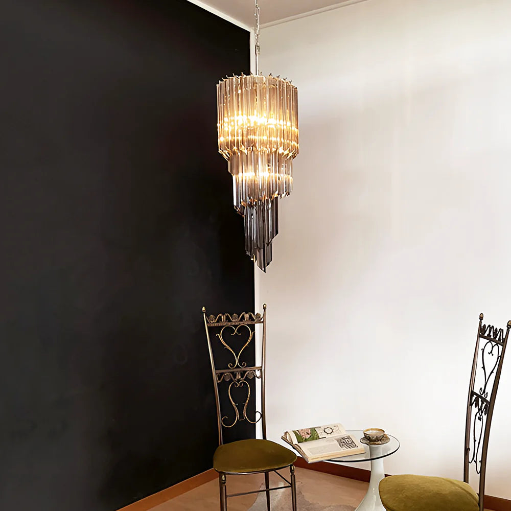 Murano Spiral Prisms Smoked Chandelier