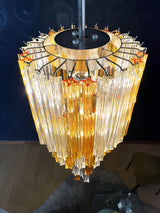Murano Spiral Prisms Transparent Amber Chandelier